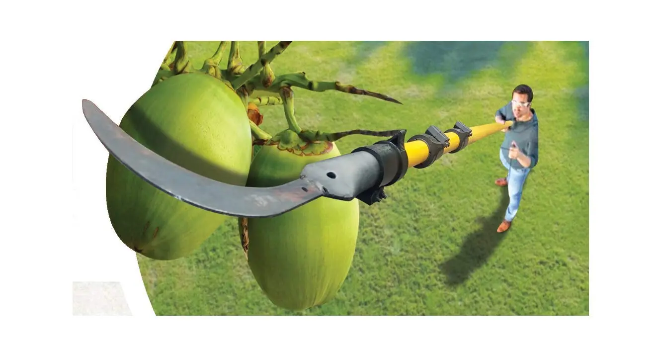FESTEL Shock Proof Multipurpose Extendable Telescopic Pole with (3 Attachments) Coconut Plucker, Fruit Picker, Tree Pruner) view 3