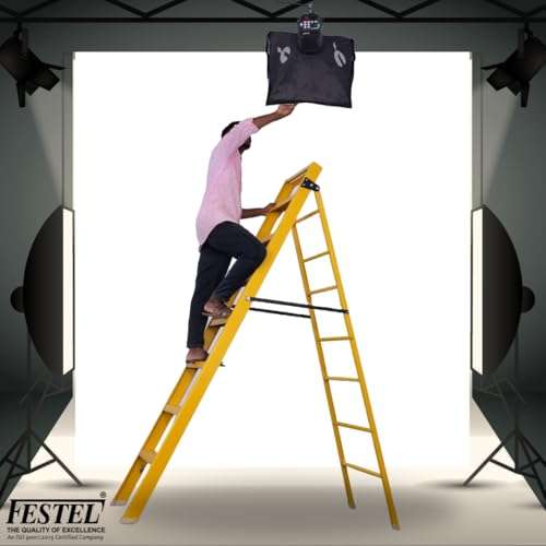Festel Foldable Fiberglass Ladder (Yellow) | Lightweight, Durable & Anti-Skid Home Ladder for Indoor and Outdoor Use - Image 3