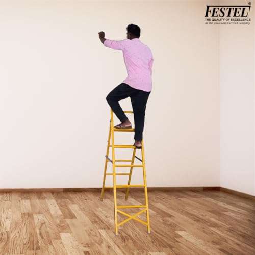 Festel Foldable Fiberglass Ladder (Yellow) | Lightweight, Durable & Anti-Skid Home Ladder for Indoor and Outdoor Use - Image 5