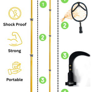 FESTEL Skytuch Shock Proof Multipurpose Extendable Telescopic Pole with (2 Attachments) Coconut Plucker, Mango Fruit Picker