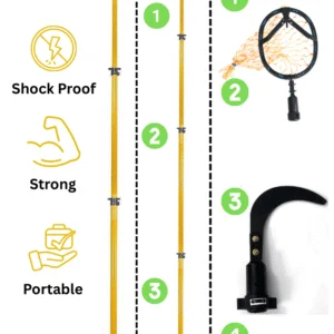 FESTEL Skytuch Shock Proof Multipurpose Extendable Telescopic Pole with (2 Attachments) Coconut Plucker, Fruit Picker