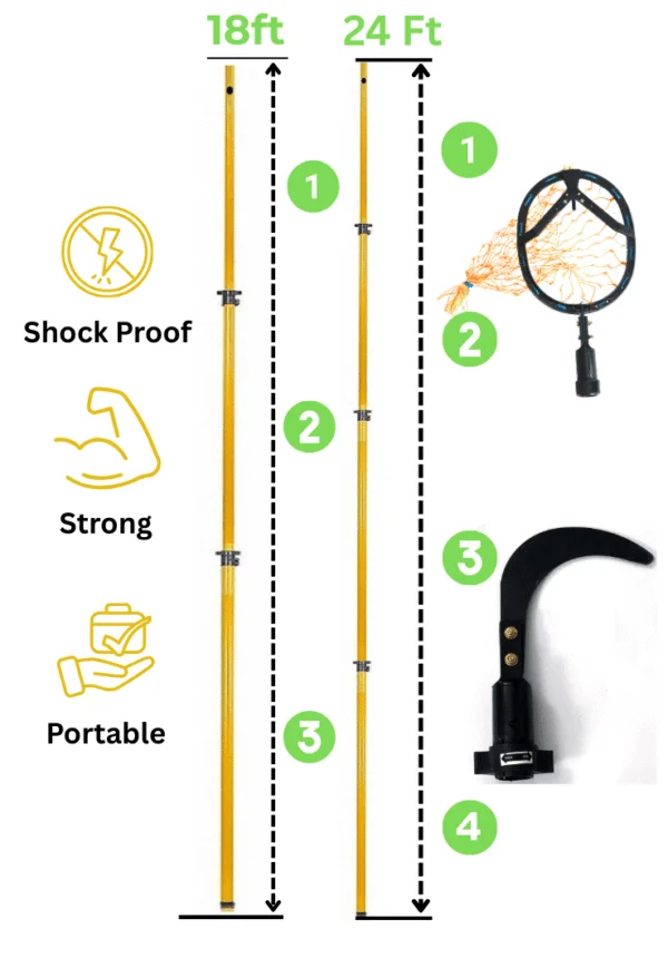 FESTEL Skytuch Shock Proof Multipurpose Extendable Telescopic Pole with (2 Attachments) Coconut Plucker, Fruit Picker